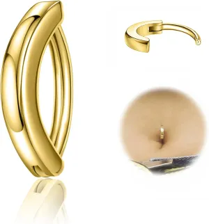 ZS 14G 925 Sterling Silver Belly Button Rings for Women, Clicker Belly Barbell Piercing Reverse Curved Navel Barbell Body Jewelry