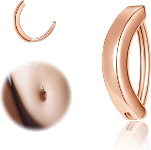 ZS 14G Clicker Belly Button Rings for Women, 925 Sterling Silver Belly Barbell Piercing Gold Reverse Curved Navel Barbell Body Jewelry