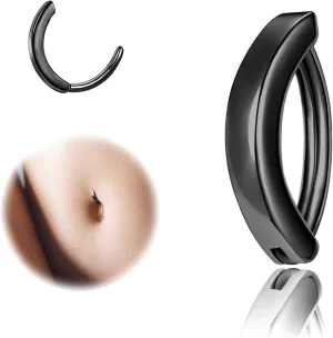 ZS 14G Clicker Belly Button Rings for Women, 925 Sterling Silver Belly Barbell Piercing Gold Reverse Curved Navel Barbell Body Jewelry