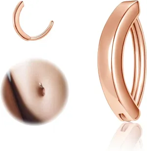 ZS 14G Clicker Belly Button Rings for Women, 925 Sterling Silver Belly Barbell Piercing Gold Reverse Curved Navel Barbell Body Jewelry