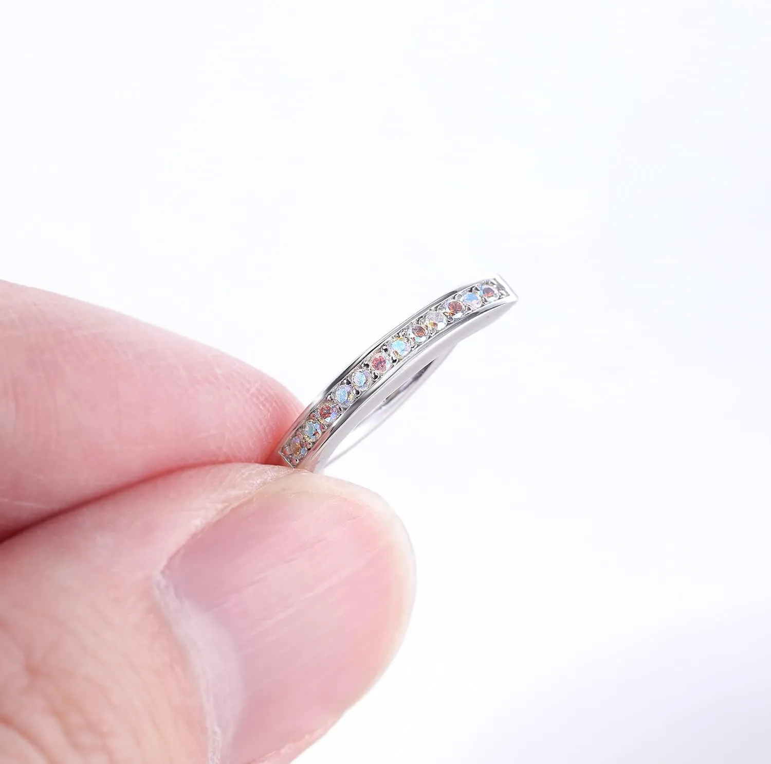 ZS 14G Clicker Belly Button Rings for Women, 925 Sterling Silver Belly Barbell Piercing Simulated Diamonds Rivet Reverse Curved Navel Barbell Body Jewelry